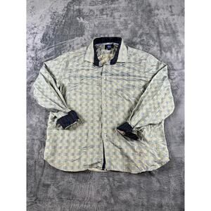 Michelsons London East End Men's Dress Shirt XXL Green Blue Check Pattern